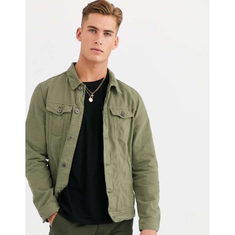 Pull and bear khaki best sale denim jacket