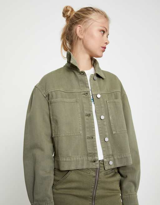 Pull&bear denim best sale jacket in khaki