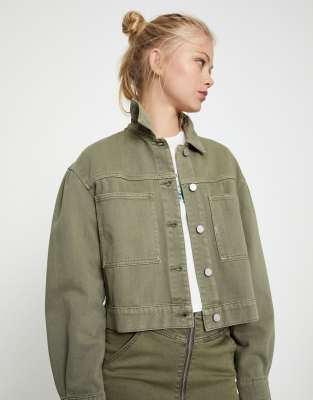 jean jacket and khakis