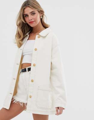 pull and bear white denim jacket