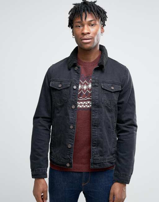 Pull and bear sales black denim jacket