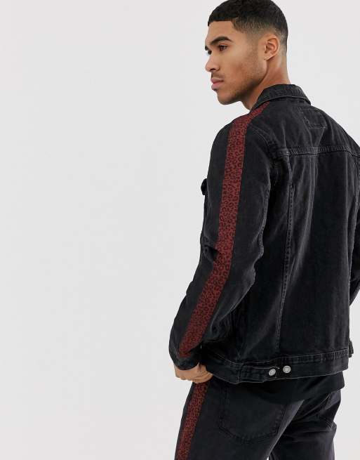 Denim jacket clearance with side stripe