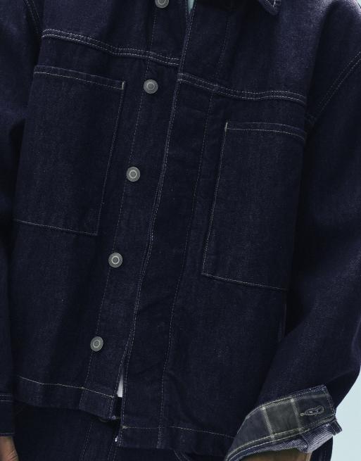 Pull&Bear Denim jacket with pockets in navy, 3 of 7