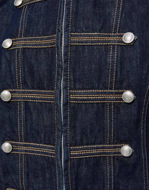 Pull&Bear Denim jacket with toggle buttons in navy, 7 of 7