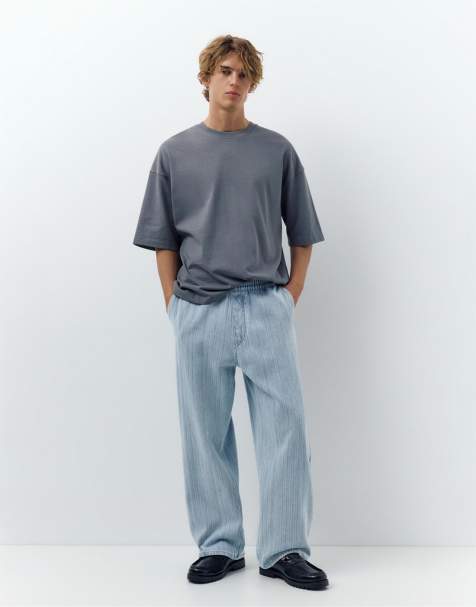 Pull&Bear Denim joggers in pale indigo