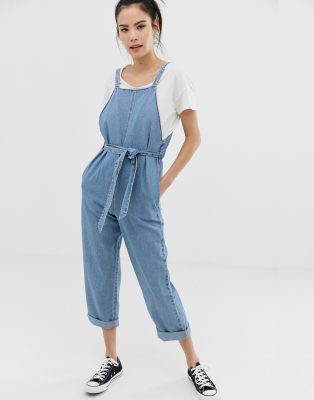 light blue denim jumpsuit