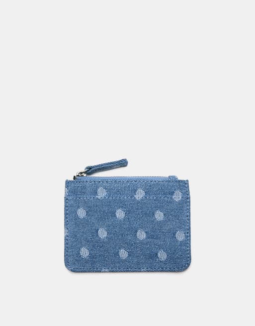 Pull&Bear – Denim-Kartenetui in Denimblau mit Polka-Dots, 2 von 4