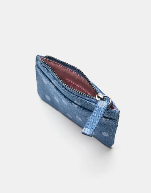Pull&Bear – Denim-Kartenetui in Denimblau mit Polka-Dots, 4 von 4