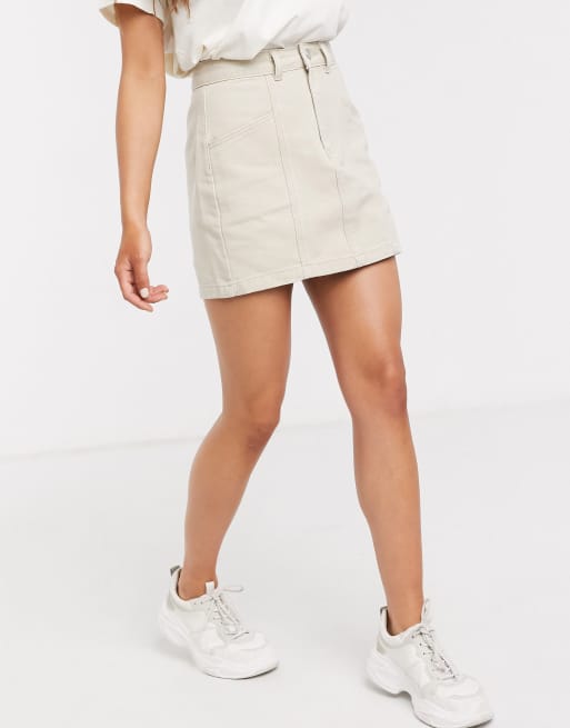 White denim skirt pull and clearance bear