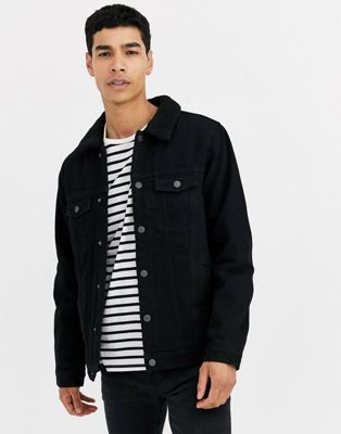 sherpa black jean jacket