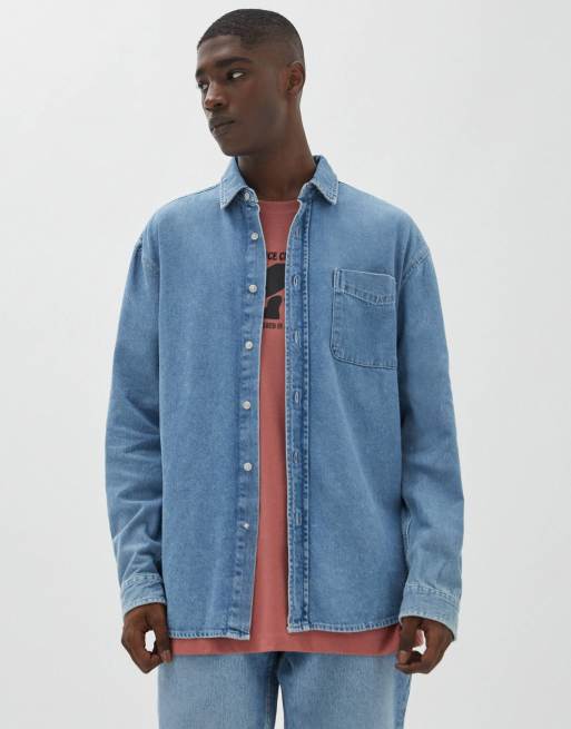 Pull&Bear denim shirt in blue