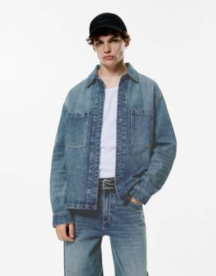 Pull & Bear Denim Shirt In Blue