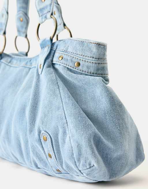 Pull&Bear Denim-Shopper mit Ringen in Blau, 3 von 4