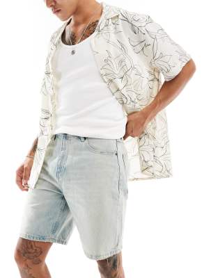 Pull&Bear - Denim short in blauw met wassing