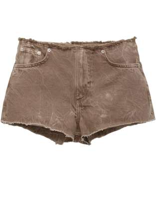 Pull&Bear - Denim short met gerafelde zoom in bruin - view 1