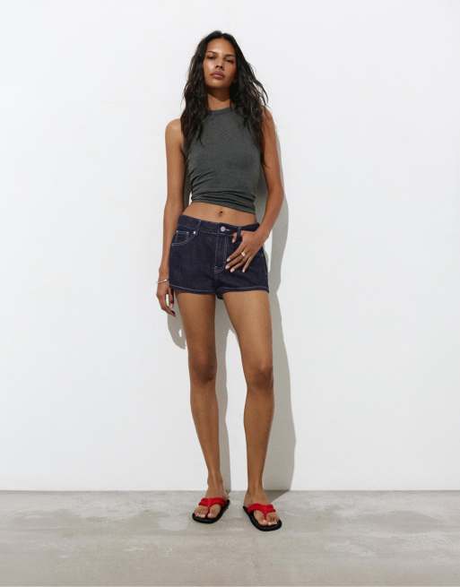 Pull&Bear - Denim short met lage taille in marineblauw, 4 van 4