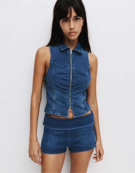 Pull&Bear Denim shorts in dark blue - view 1
