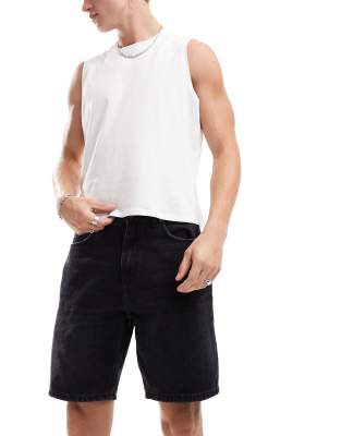 Pull&Bear Pull&Bear denim shorts in washed black