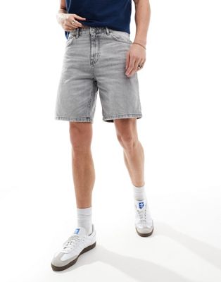 Pull & Bear Denim Shorts In Washed Gray