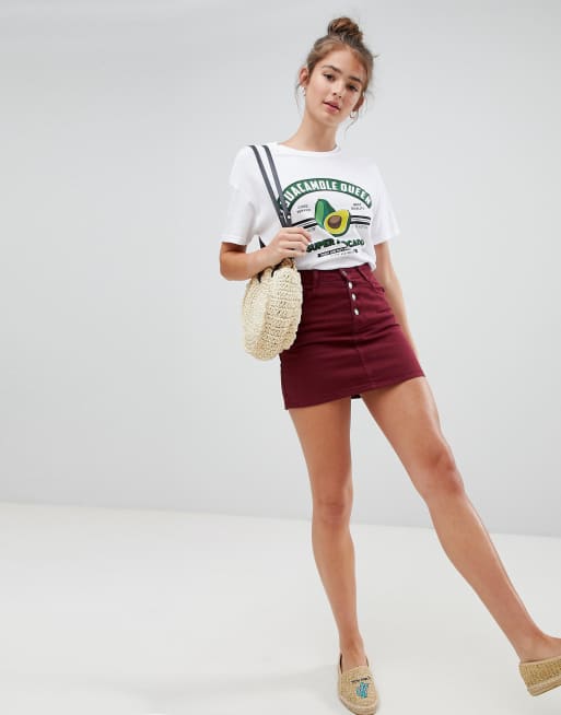 Maroon jean outlet skirt