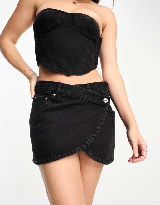 Black denim skirt clearance carmar