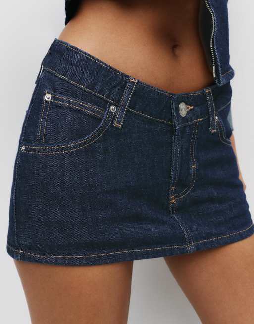 Pull&Bear Denim skort in dark blue ASOS