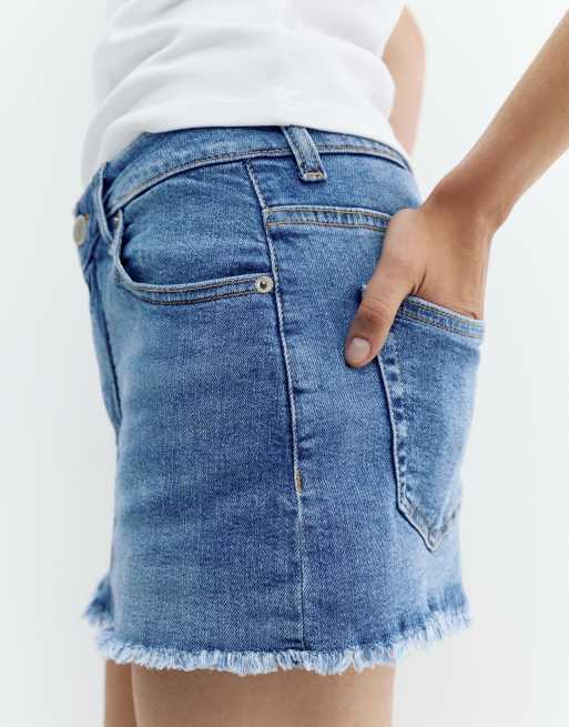 Pull&Bear Denim skort in medium blue, 3 of 3