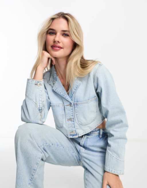 Pull&Bear - Denim timmermansjeans in lichtblauw, deel van co-ord set