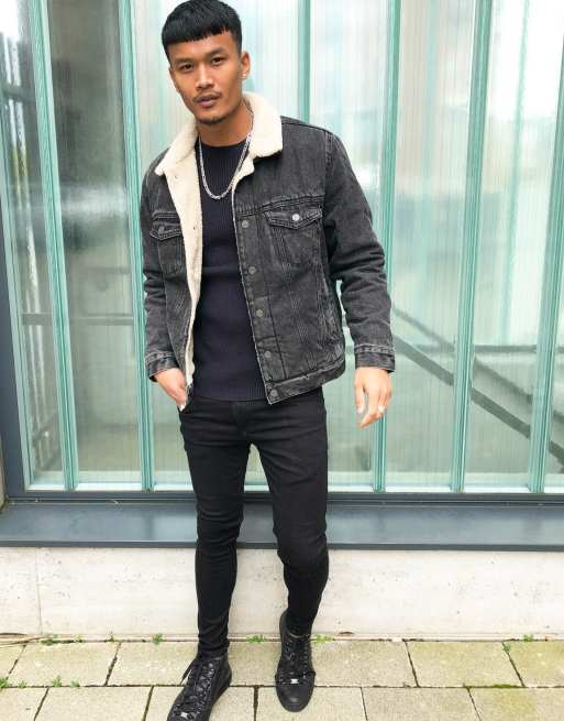 Brave Soul slim fit denim jacket in black