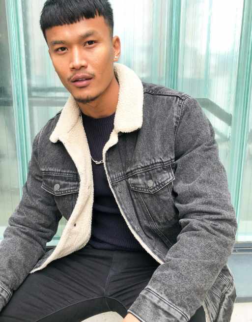 Denim jacket with sale sherpa collar