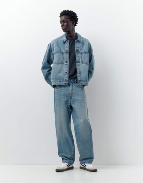 Pull&Bear Denim trucker set in medium blue - view 1