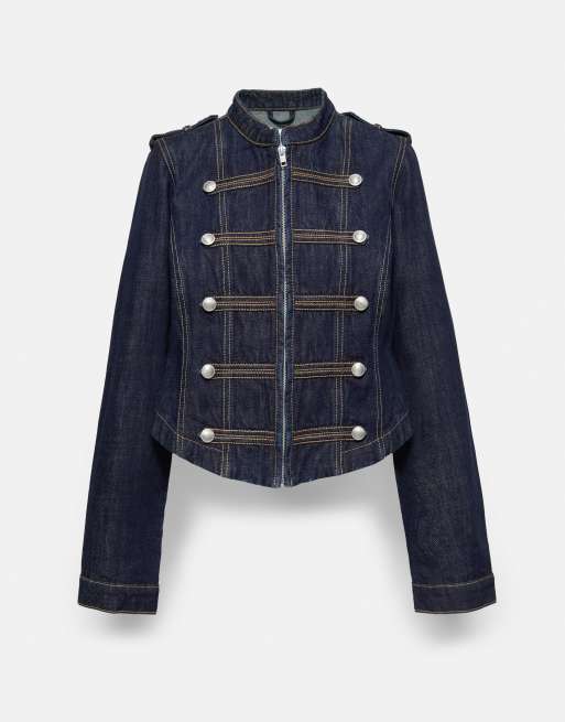 Pull&Bear denimjakke med toggle-knapper i navy, 6 af 7