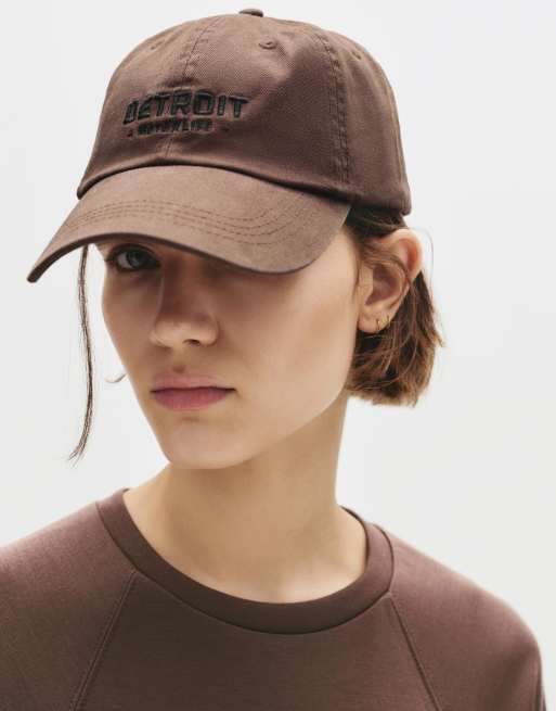 Pull&Bear Detroit cap in brown