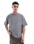 [Pull & Bear] Pull & Bear diagonal textured t-shirt in grey M GREY