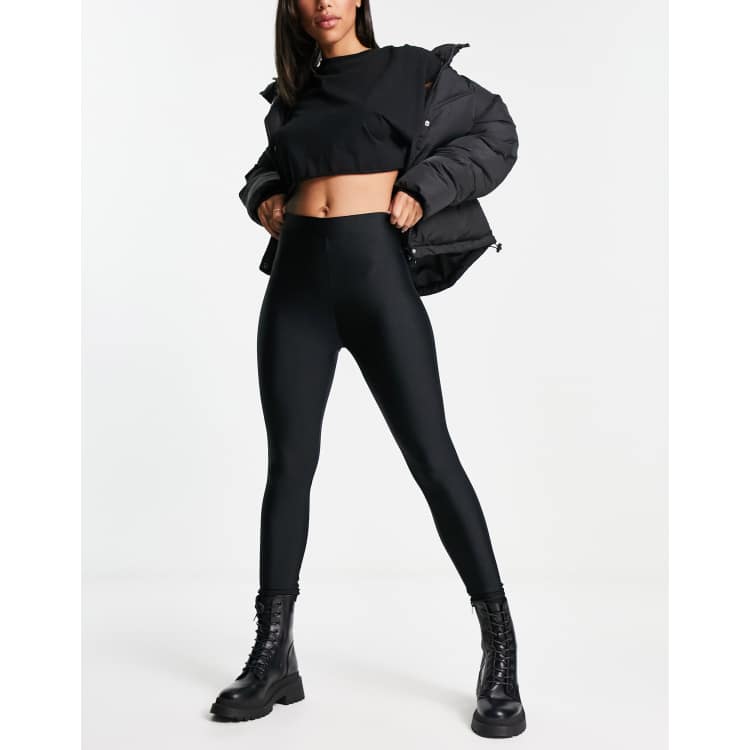 Pull Bear Disco legging met hoge taille in zwart