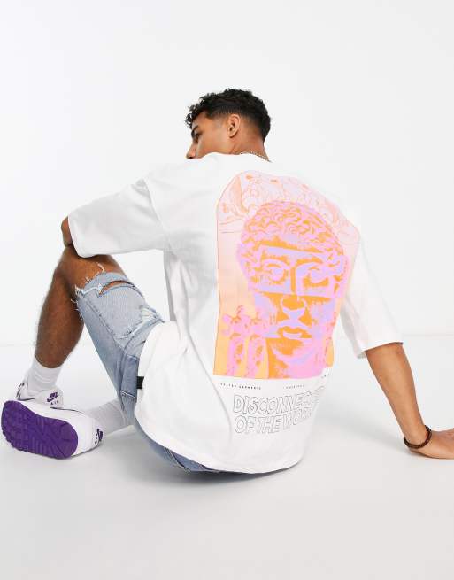 Pull&Bear disconnected t-shirt in white