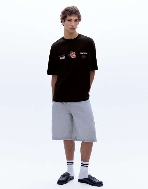 Pull&Bear Disney x f1 Mickey motors T-shirt i sort, 4 af 7