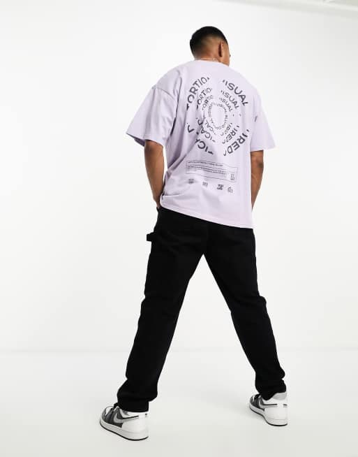 Pull&Bear distortion back print t-shirt in purple