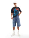 [Pull & Bear] Pull & Bear distressed baggy denim shorts in darkwash blue 40 BLUE