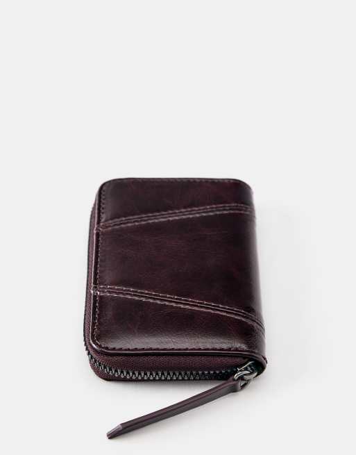 Pull&Bear distressed portemonnee in bordeauxrood, 3 van 4