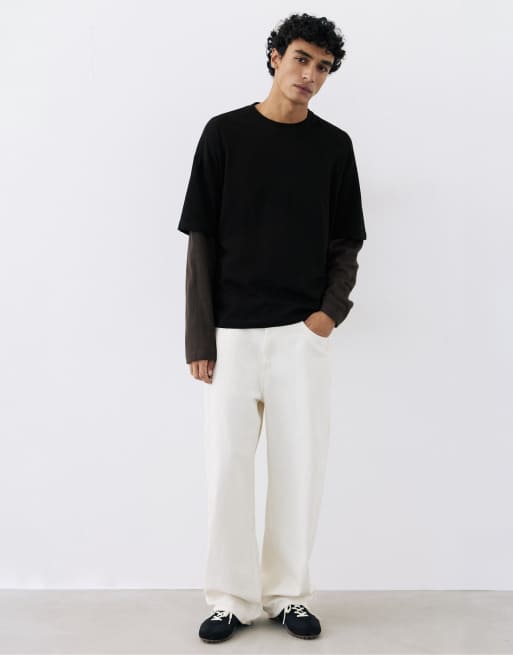 Pull&Bear dobbelt langærmet T-shirt i sort, 4 af 7