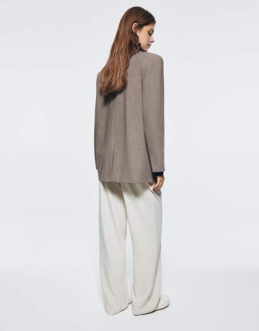 Pull&Bear Dobbeltradet blazer i mink, 2 af 6