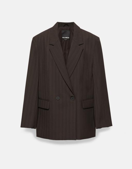 Pull&Bear dobbeltradet blazer i stribet, 5 af 7