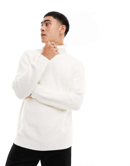 Pull&Bear - Dolcevita color ghiaccio in maglia lavorata a trecce
