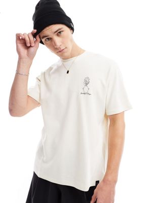 Pull&Bear doodle printed t-shirt in off white