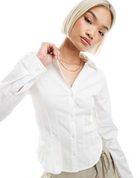 Pull&Bear – Dopasowana biała koszula - view 1
