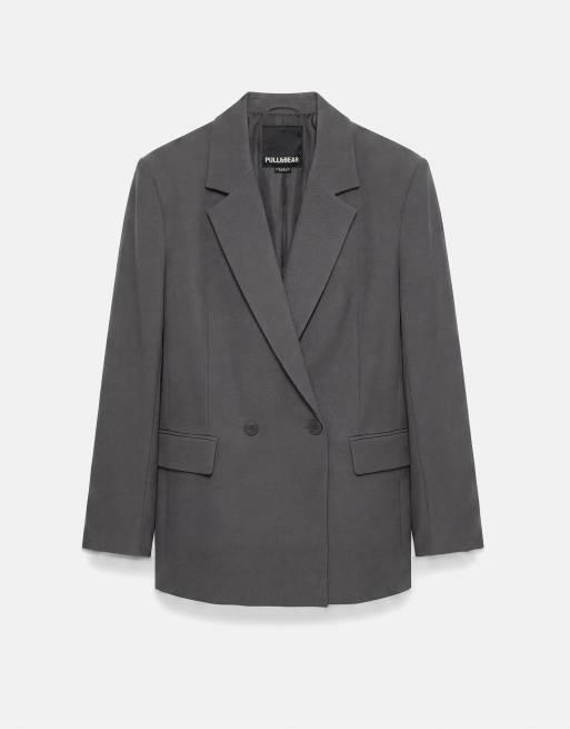 Pull&Bear Double-breasted blazer in medium grey, 6 of 6