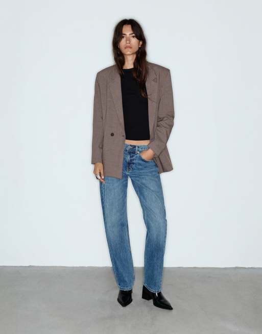 Pull&Bear Double-breasted blazer in mink | ASOS