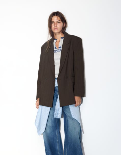 Pull&Bear Double-breasted blazer in striped - view 1