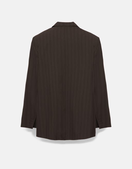 Pull&Bear double breasted blazer met strepen, 7 van 7
